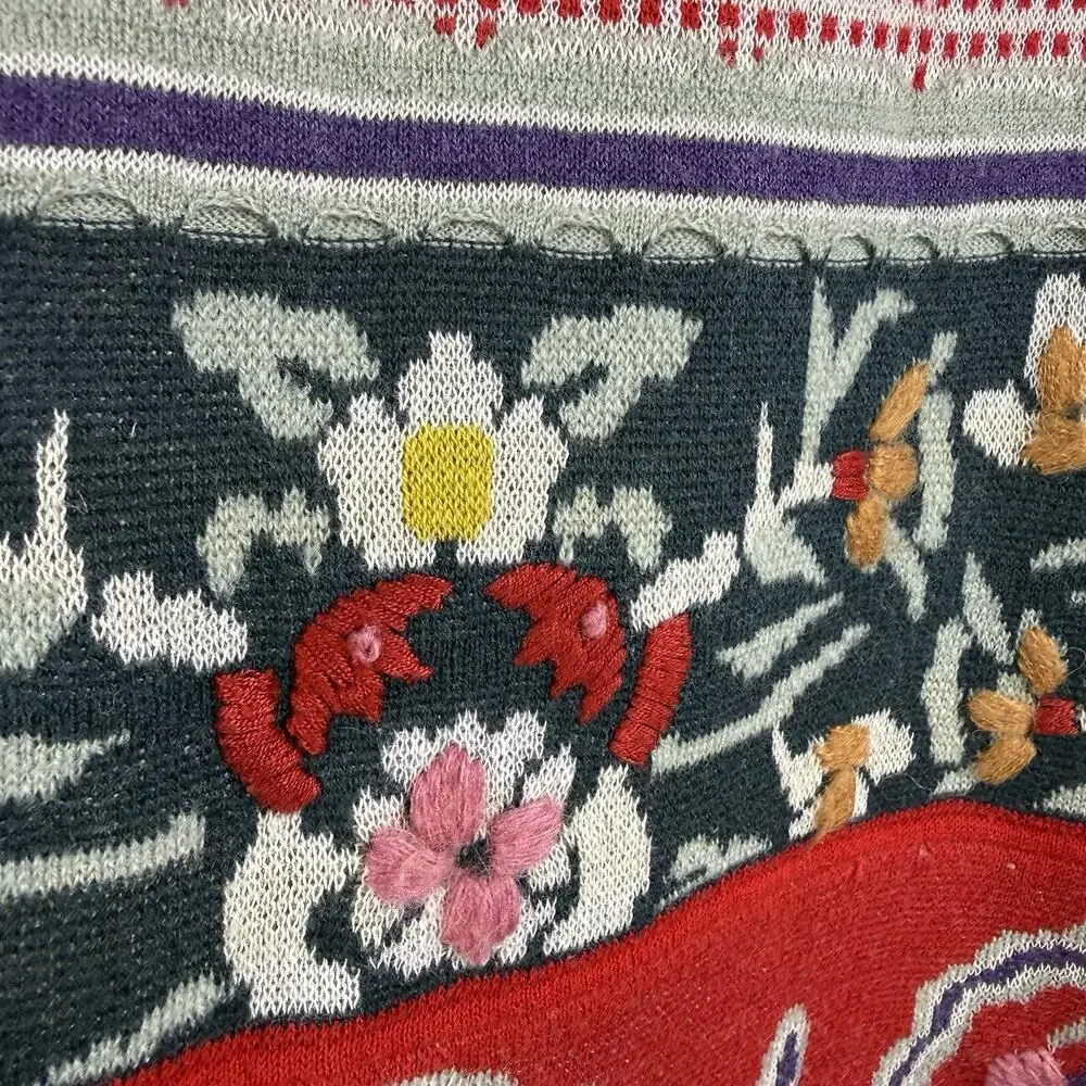 Anthropologie Moth Chava Embroidered Folk Bird Floral Knit Skirt Small Bohemian